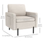 Armchair, Fabric Accent Chair, Modern Living Room Chair with Metal Legs, 2 Side Pockets for Bedroom, Cream