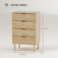 Bedroom Chest of Drawers, 4 Drawer Dresser with Fluted Panels and Solid Wood Legs, Anti-slip Foot Pads, Storage Cabinet for Living Room, Oak
