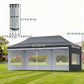 20' x 10' Folding Pop Up Canopy Tent with Sidewalls, Windows, Weight Bags and Carrying Bag, Black