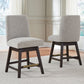 Burkhaus - Beige / Dark Brown - Upholstered Swivel Barstool (Set of 2)