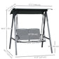 2-Seat Outdoor Porch Swing Patio Swing with Adjustable Canopy, Removable Seat and and Steel Frame for Garden, Poolside