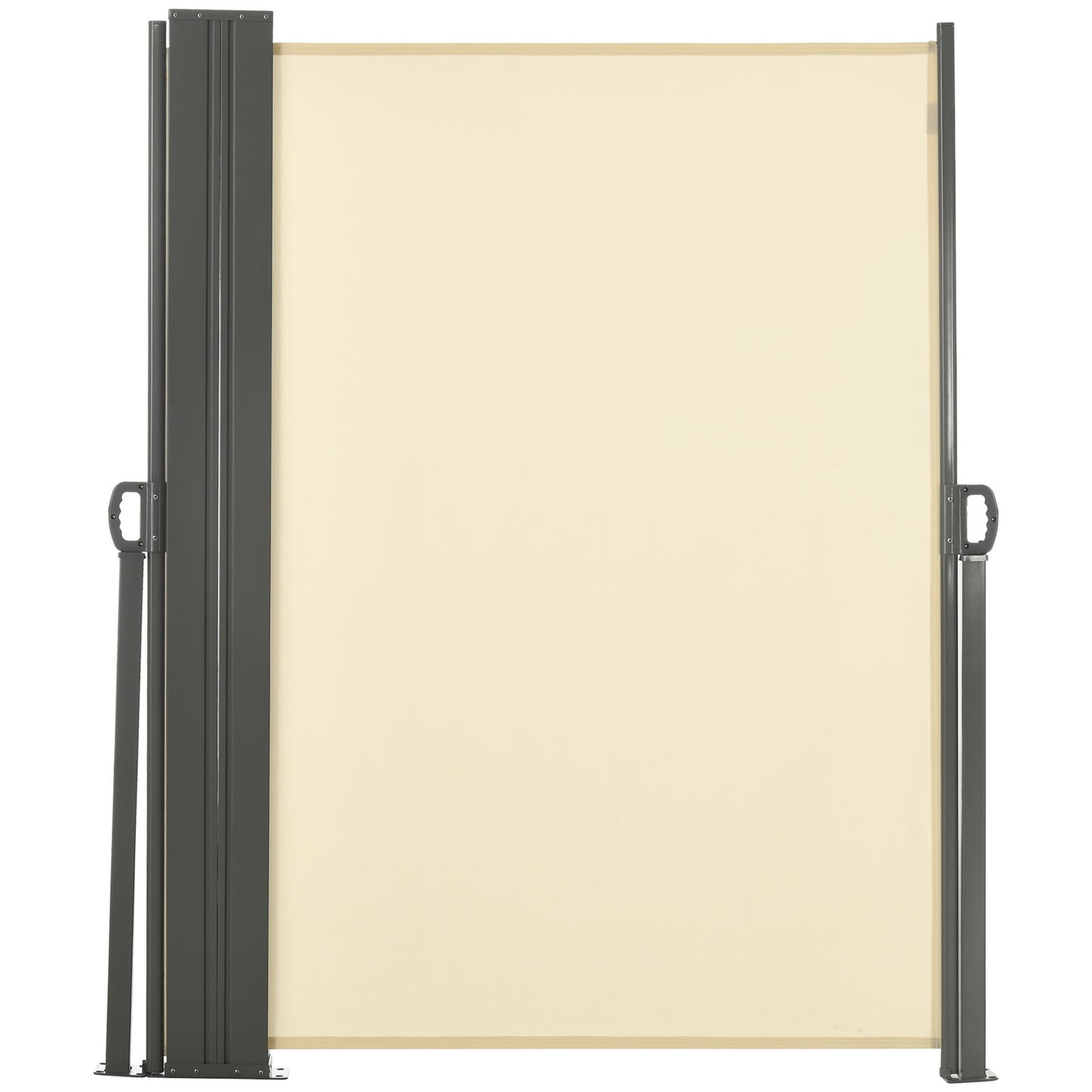 236" x 71" Outdoor Privacy Wall, Double Retractable Side Awning, Patio Screen for Garden, Balcony, Cream White