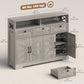Sideboard Buffet Cabinet with 4 Doors and 3 Drawers - Grey