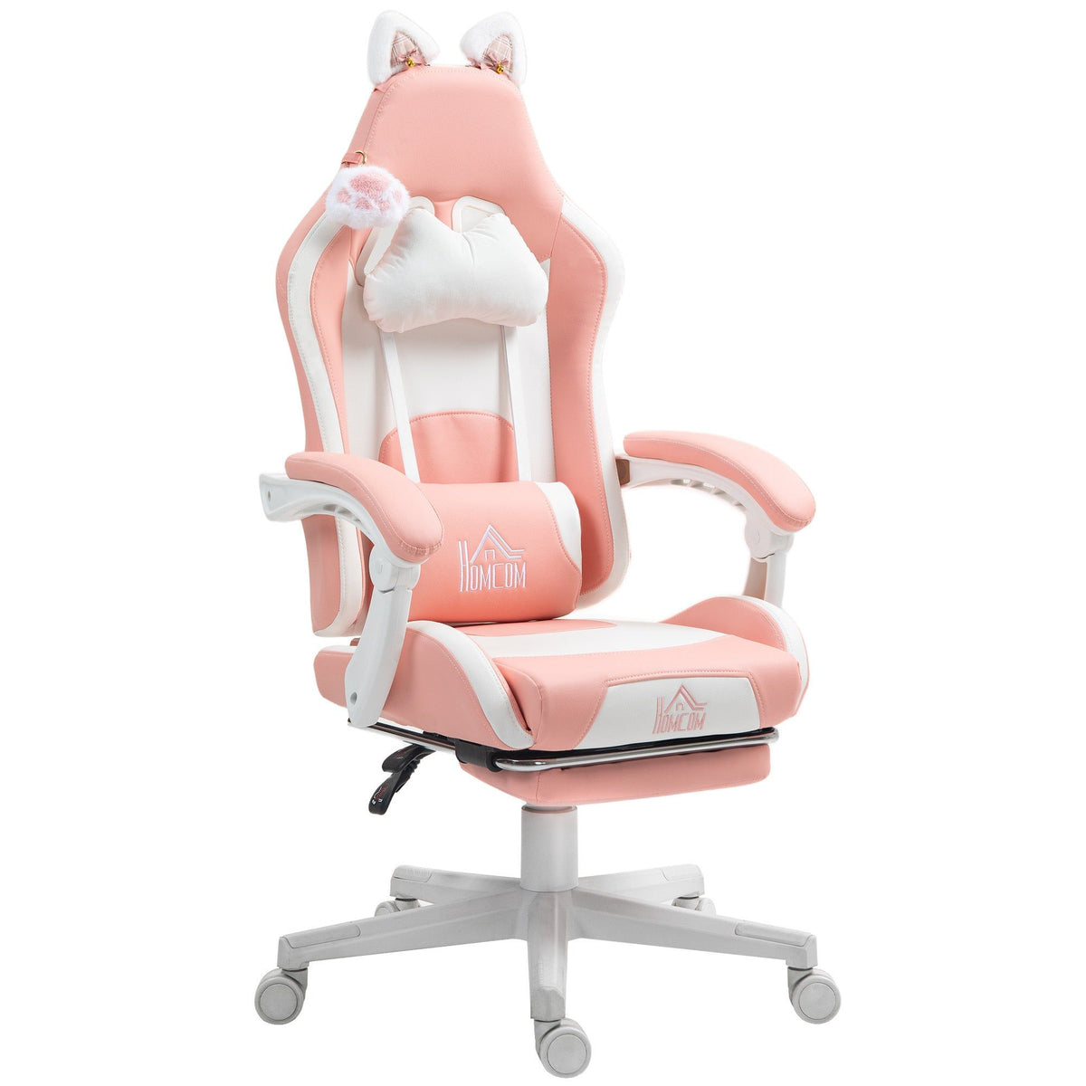 Racing Gaming Chair with Footrest - Pink