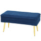 31" Velvet Storage Ottoman Bench with Steel Legs - Dark Blue