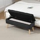 Velvet Storage Ottoman with Wood Legs - Black