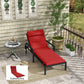 Patio Chaise Lounge Chair Cushion Replacement Sun Lounger Pads with Headrest and Ties, Wine Red