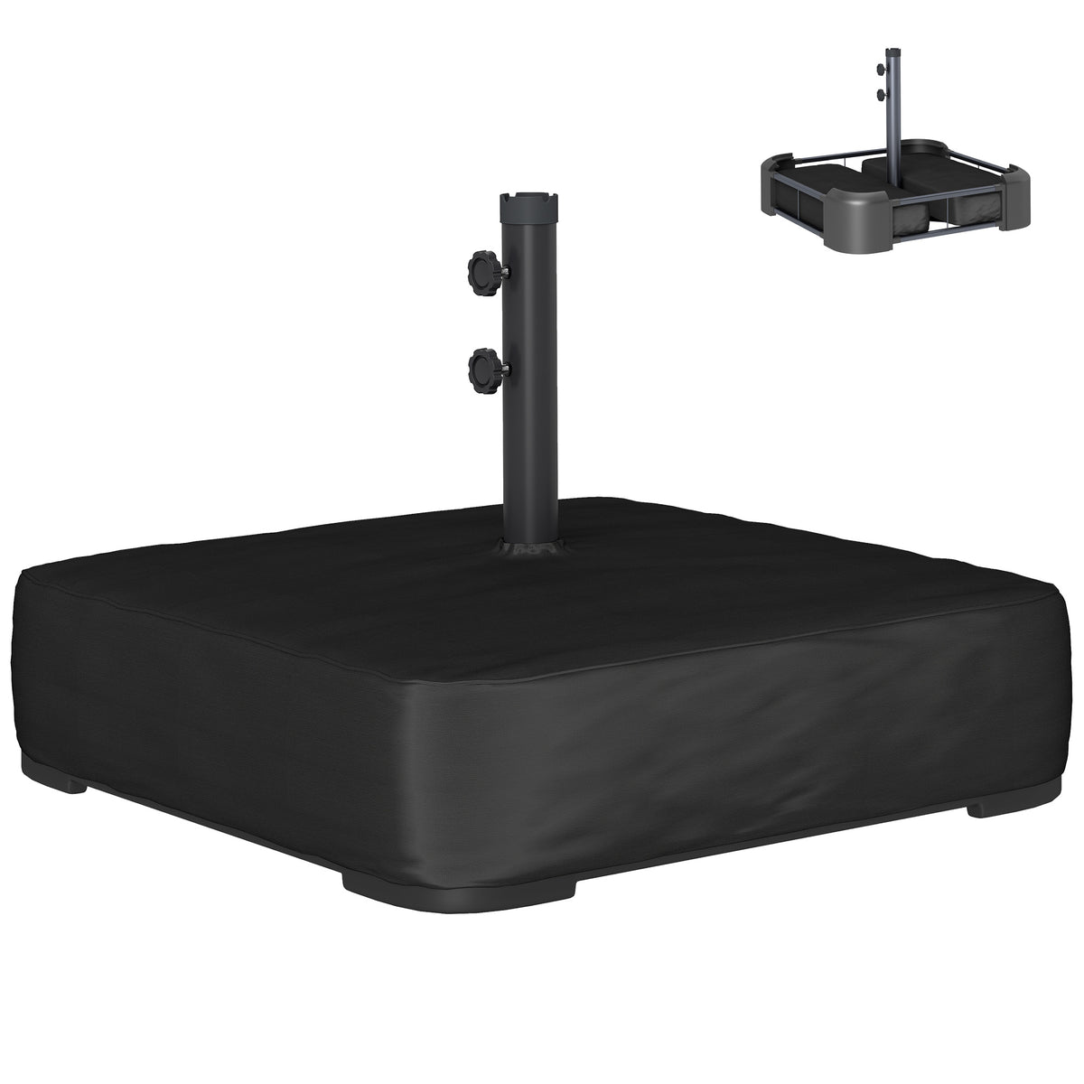 Garden Parasol Base 176 lbs Sand Filled Heavy Duty Stand for Cantilever Umbrellas and 1.89" Poles Black