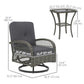 Wicker Balcony Furniture with 2 Swivel Rocking Chairs and 2-Tier Glass Coffee Table, 3 Piece Patio Set for Porch, Grey