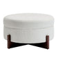 Round Storage Ottoman with Storage and Wood Legs, Versatile Coffee Table with Tufted Upholstered Top, 32'' L x 32'' W x 18'' H, Soft White