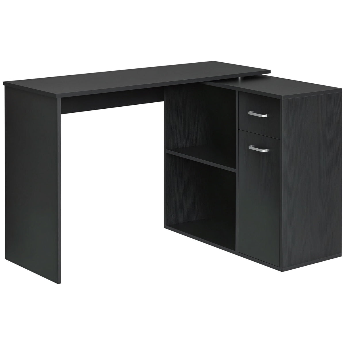 180° Rotating Home Office Corner Desk Storage Shelf Cabinet Black