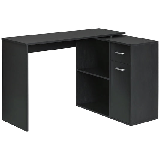 180° Rotating Home Office Corner Desk Storage Shelf Cabinet Black