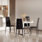 Set of 4 Modern Style Dining Chairs, Button Tufted High Back Side Chairs with Upholstered Seat, Steel Legs for Living Room, Kitchen, Study, Bedroom, Black