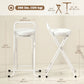Foldable Bar Stools Set of 2, Folding Kitchen Chairs with PU Cushioned Seat, Footrest, White