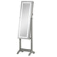 Lockable Jewelry Armoire with LED Light, Standing Mirror with Storage for Bedroom Dressing Room, Grey