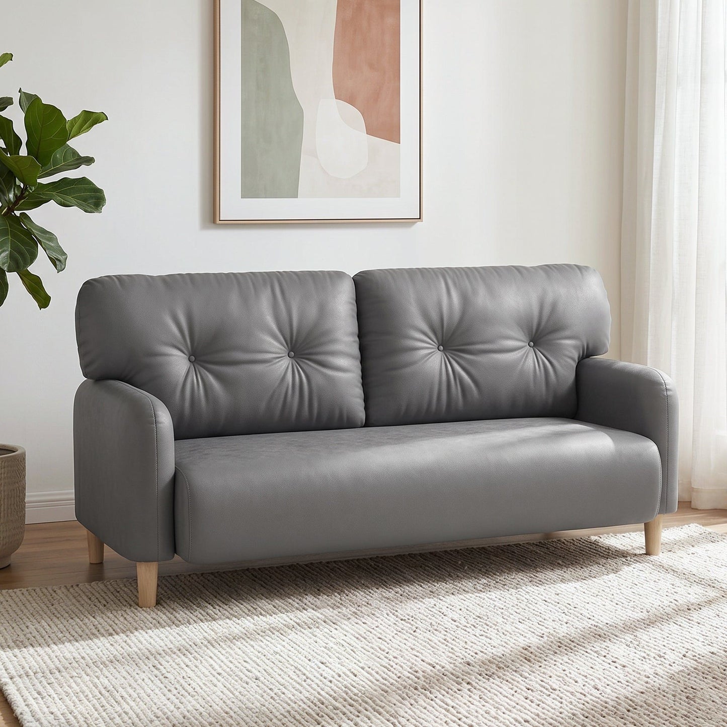 58" Loveseat Sofa with Wood Frame - Grey