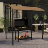 7' x 5' Garden Grill Canopy, BBQ Grill Gazebo Tent with Steel Frame and Hooks, Outdoor Sun Shade, Dark Brown