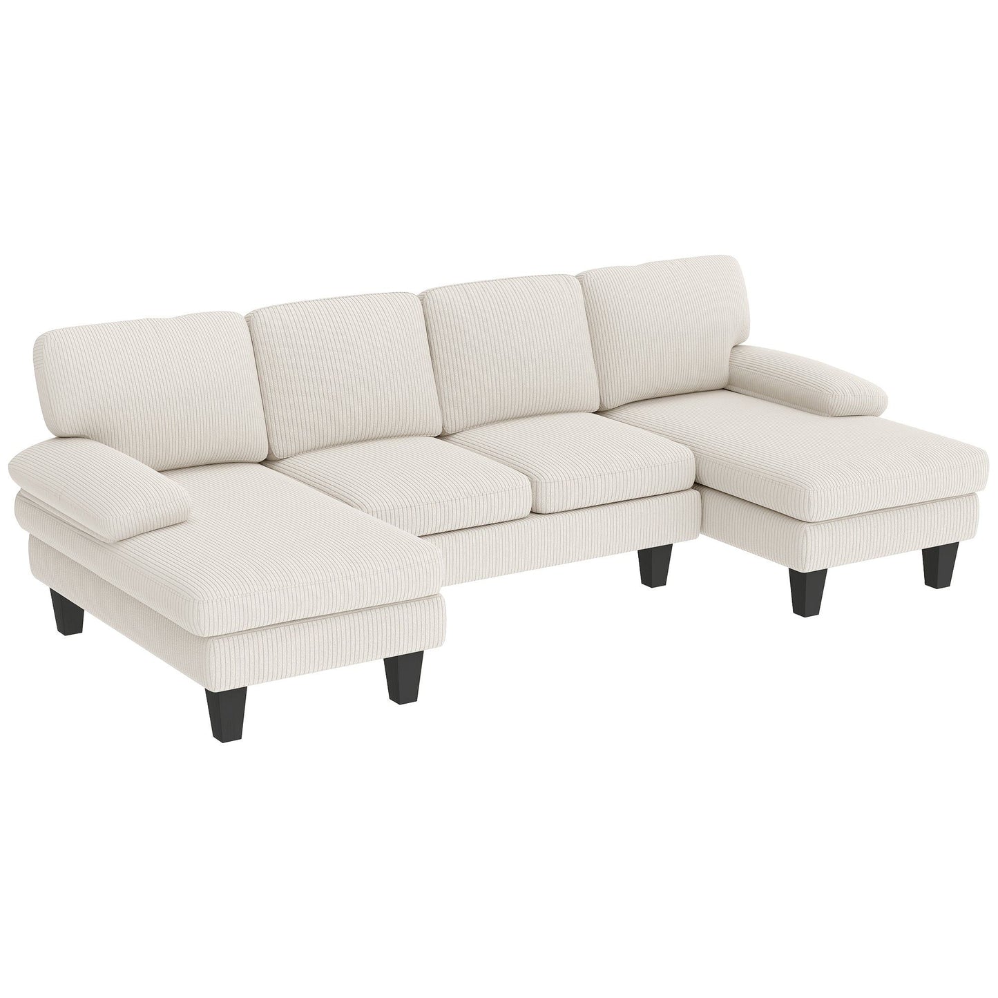U-Shaped Sectional Sofa with Double Chaise - Beige
