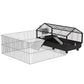 Guinea Pig Cage with Foldable Detachable Playpen, Rolling Rabbit Chinchilla Hedgehog Bunny Cage Small Animal Habitat with Water Bottle, Hay Feeder