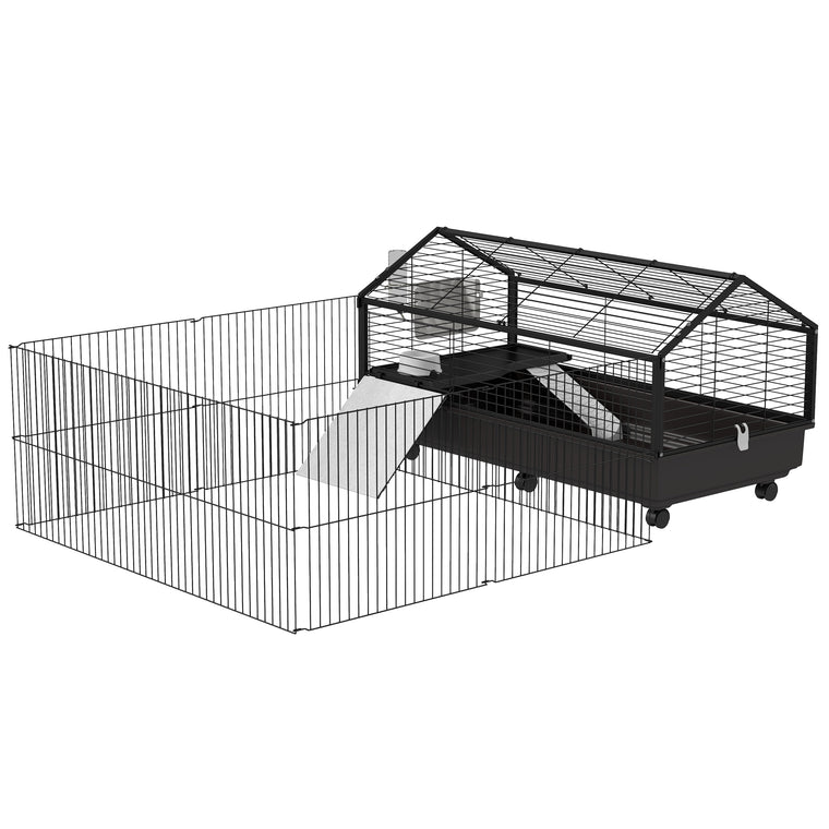 Guinea Pig Cage with Foldable Playpen & Water Bottle