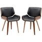 Set of 2 PU Leather Dining Chairs with Wood Legs - Black