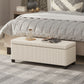 44 Inches Ottoman with Storage, Lid, Legs, Corduroy End of Bed Bench for Living Room, Bedroom, Entryway, Beige