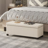 44 Inches Ottoman with Storage, Lid, Legs, Corduroy End of Bed Bench for Living Room, Bedroom, Entryway, Beige