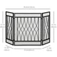 3-Panel Metal Mesh Fireplace Screen, Decorative Fire Spark Guard Cover, 49.5" x 31.5"for Living Room Home Decor, Black