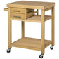 Bamboo Rolling Kitchen Island with Drawers and Shelves
