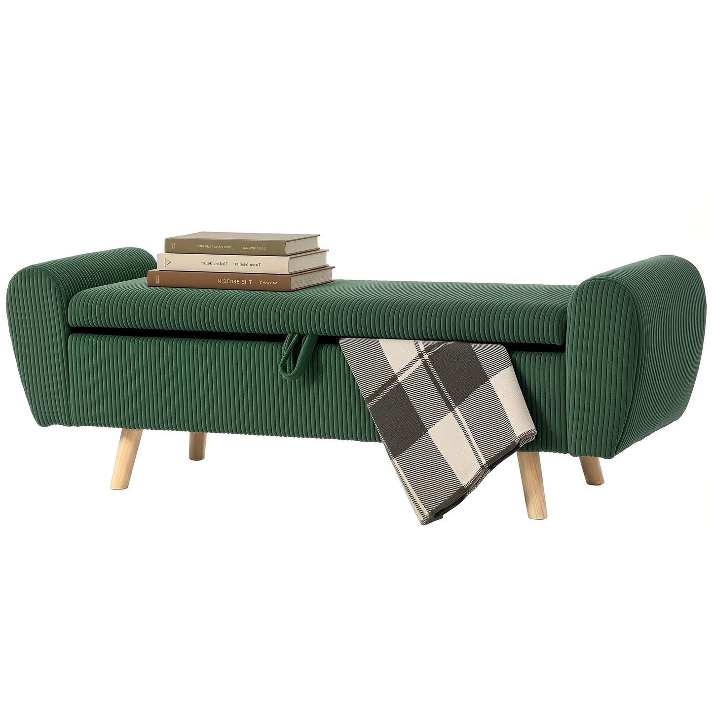 59" Corduroy End-of-Bed Storage Bench - Dark Green