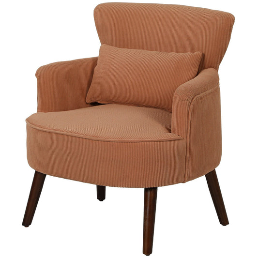 Upholstered Accent Chair with Lumbar Pillow - Orange