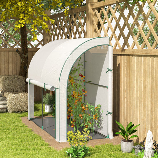 Walk-in Lean-to Greenhouse, Outdoor Gardening Green House with Zipper Roll-up Doors and Window - 7' x 3' x 5'