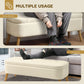 47 Inches Storage Ottoman Bench, End of Bed Bench, Upholstered Teddy Fleece Storage Chest for Living Room, Beige
