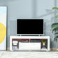 TV Stand for 55-Inch TVs, High Gloss TV Bench with LED Lights, Remote Control, Storage Drawer and Shelves, Entertainment Unit for Living Room, Bedroom, White
