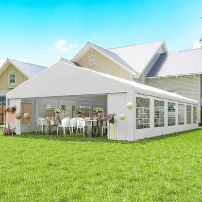 23' x 39' White Heavy-Duty Party Tent with Doors & Windows
