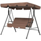 3-Seater Outdoor Porch Swing with Adjustable Canopy, Patio Swing Chair for Garden, Poolside, Backyard, Red