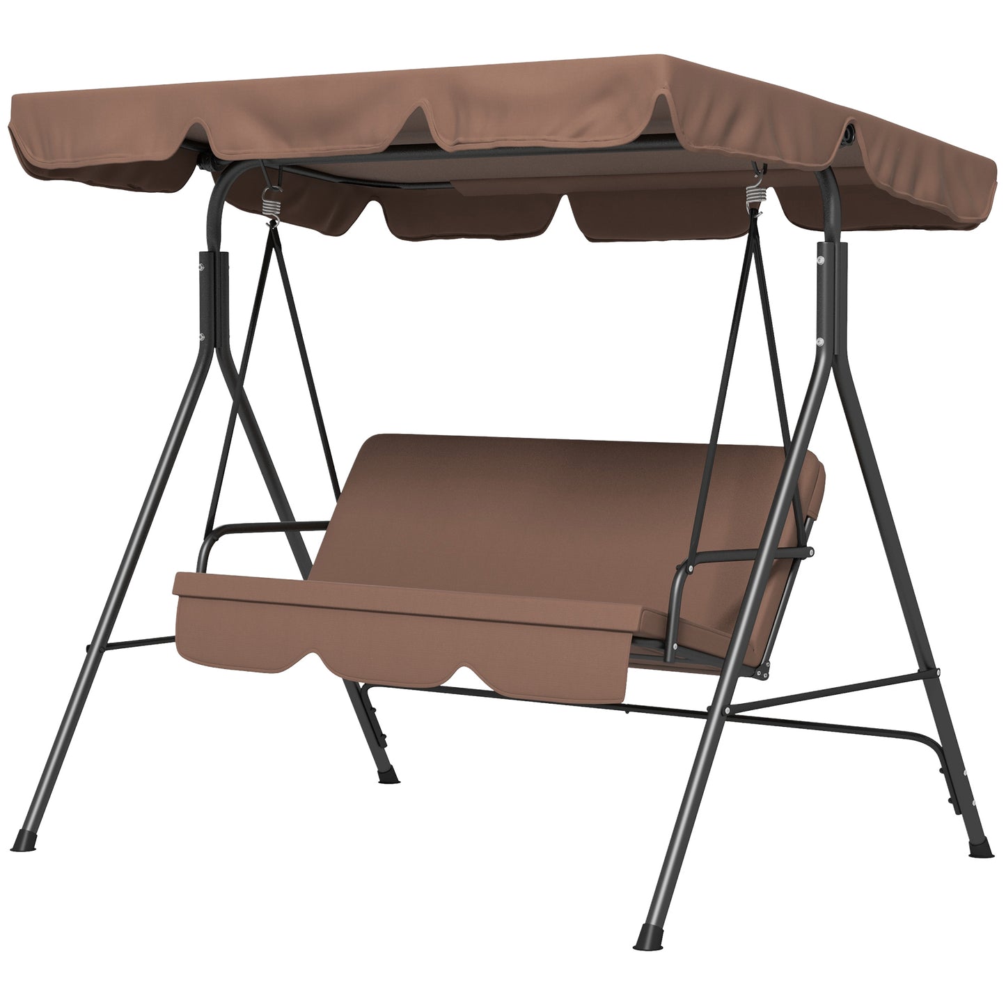 3-Seater Outdoor Porch Swing with Adjustable Canopy, Patio Swing Chair for Garden, Poolside, Backyard, Red