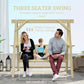 3 Seat Wooden Porch Swing with Stand, Patio Swing with Side Tables, for Garden, Poolside, Backyard, Natural Wood