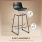 Modern Bar Stools Set of 2, PU Leather Barstools, Counter Height Kitchen Chairs for Breakfast Bars, Dining Room, Black