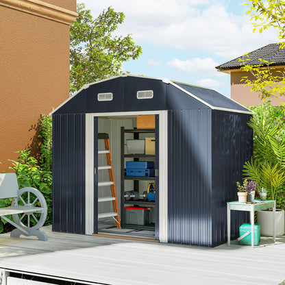 8' x 4' Galvanized Tool Shed with Double Sliding Doors and Vents
