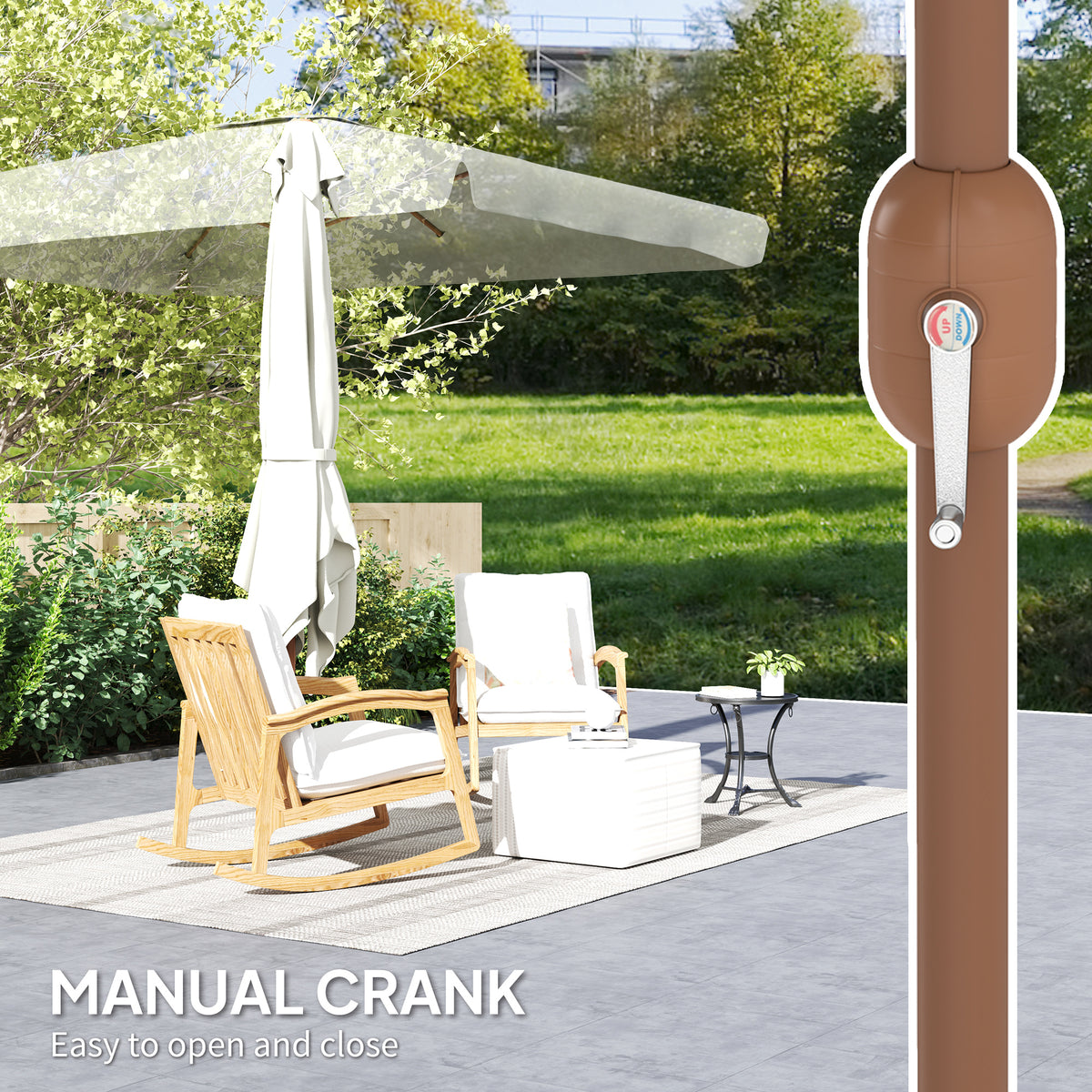 Patio Umbrella 118.1" x 78.7" Outdoor Parasol UV50+ Protection in Beige