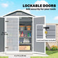 6x4.5FT Plastic Shed, Lockable Garden Tool Storage House with Double Doors and Vent, Grey
