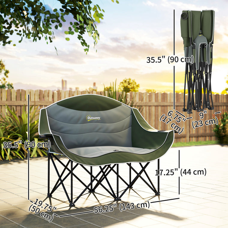 Double Camping Chair with Cup Holders, 551 lbs Capacity