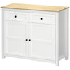 Kitchen Storage Cabinet with Drawers and Shelf - White