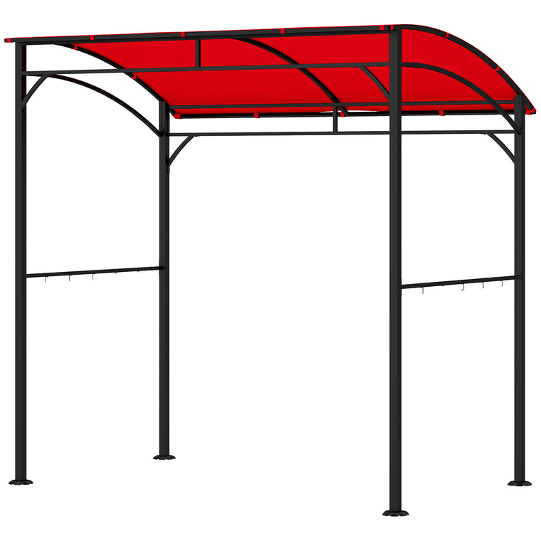 7' x 5' Wine Red Steel BBQ Grill Gazebo with Hooks