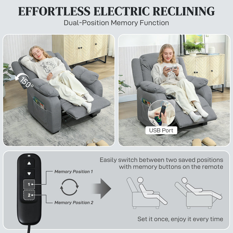 Power Massage Recliner with 2 Memory Positions