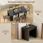 Extendable Dining Table, Expandable Kitchen Table for Small Spaces, Seats up to 6 People, Distressed Black
