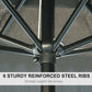 8.5' Round Aluminum Patio Umbrella Garden Parasol Market Sunshade Tilt Canopy w/ 6 Ribs, Crank Handle, Black