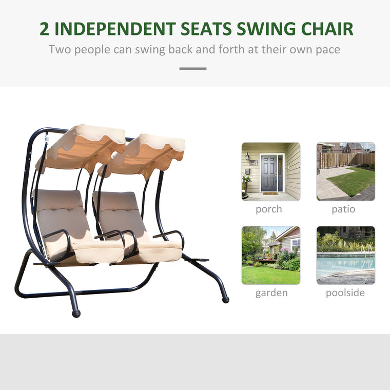 Heavy-Duty Metal Porch Swing with Canopy & Cushions