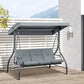 Convertible Patio Swing Bed with Canopy and Cushions, 3 Seater Porch Swing for Outdoor, Backyard, Garden, Beige